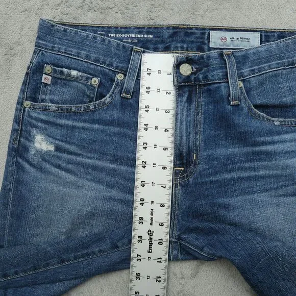 AG Jeans Women's Size 27R Blue Mid-Rise Ex-Boyfriend Slim 27" Inseam Distressed - Picture 7 of 16